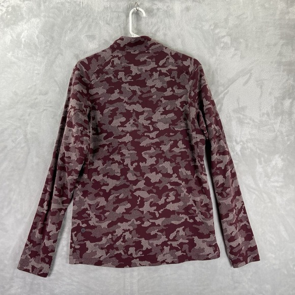 Lululemon Shirt men's Medium Surge Warm Half 1/2 Zip Pullover Jacquard Red Camo - Picture 14 of 14